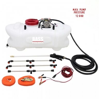 Akumuliatorinis 12V purkštuvas montuojamas ant mini traktoriuko ar keturračio 60L Akumuliatorinis 12V purkštuvas montuojamas ant mini traktoriuko ar keturračio 60L