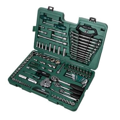 1/4" + 3/8" + 1/2" Galvučių ir raktų komplektas 122 vnt.