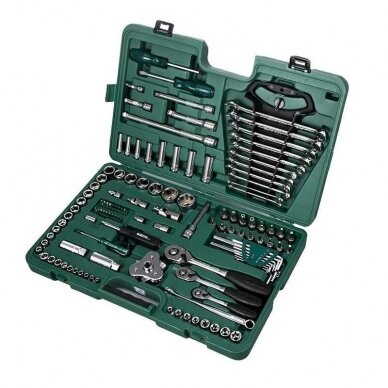 1/4" + 3/8" + 1/2" Galvučių ir raktų komplektas 122 vnt.