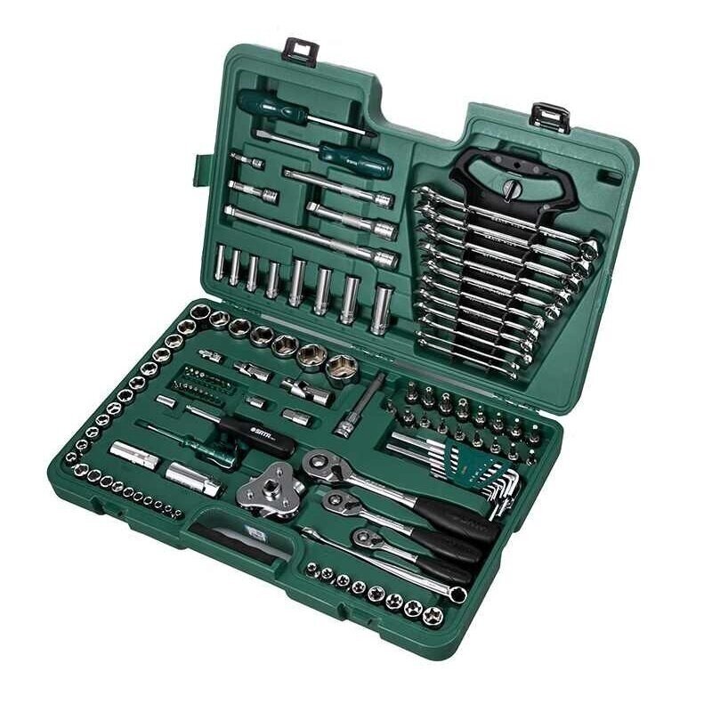 1/4" + 3/8" + 1/2" Galvučių ir raktų komplektas 122 vnt. 1/4" + 3/8" + 1/2" Galvučių ir raktų komplektas 122 vnt.