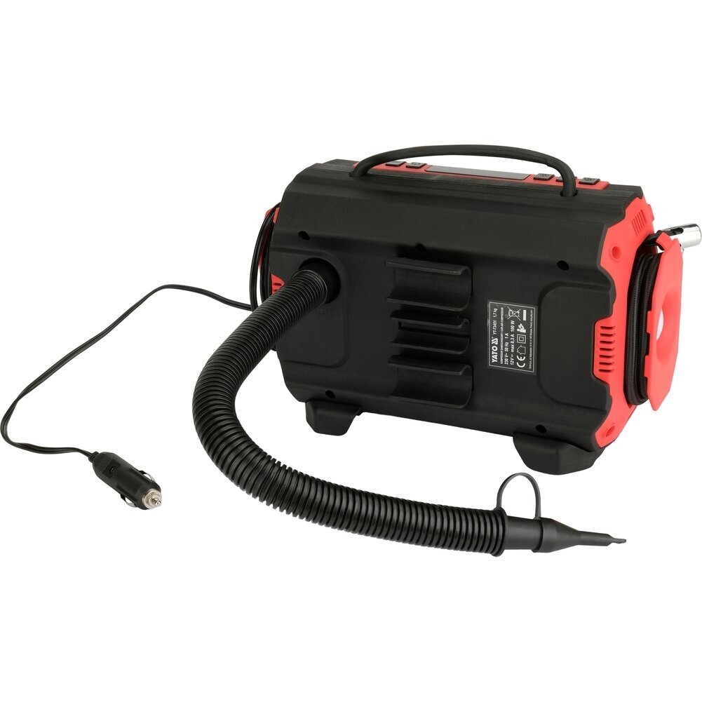 3-in-1 automobilinis kompresorius | 12 V / 230 V | LED | su oro siurbliu ir pūtimo funkcija YATO 10 3-in-1 automobilinis kompresorius | 12 V / 230 V | LED | su oro siurbliu ir pūtimo funkcija YATO 10