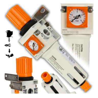 Drėgmės filtras su reguliatoriumi ir manometru 1/4" 15 BAR M80641 MAR - POL