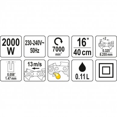Elektrinis grandininis pjūklas 2000W YATO YT-84870 1 Elektrinis grandininis pjūklas 2000W YATO YT-84870 1