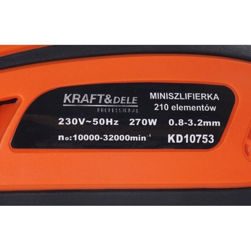 Mini šlifuoklis su priedais 270W, 210 vnt. Kraftdele 8 Mini šlifuoklis su priedais 270W, 210 vnt. Kraftdele 8