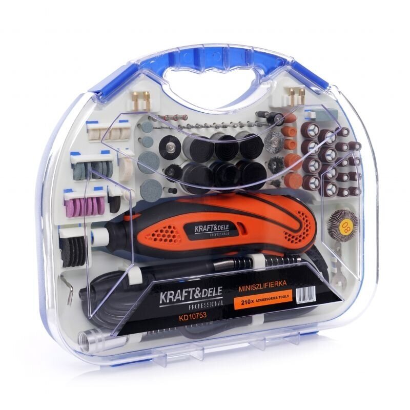 Mini šlifuoklis su priedais 270W, 210 vnt. Kraftdele Mini šlifuoklis su priedais 270W, 210 vnt. Kraftdele