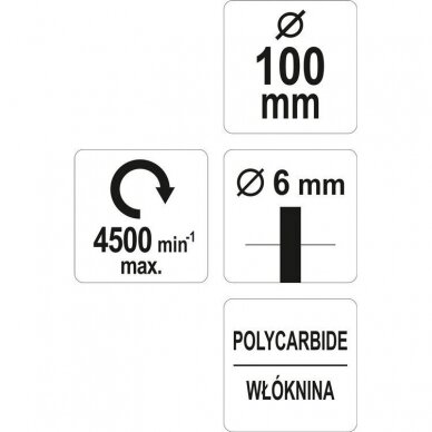 Abrazyvinis šlifavimo diskas, juodas Ø100mm YATO 3 Abrazyvinis šlifavimo diskas, juodas Ø100mm YATO 3