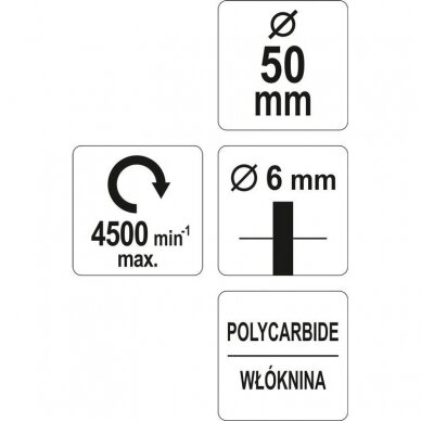 Abrazyvinis šlifavimo diskas, juodas Ø50mm YATO 3 Abrazyvinis šlifavimo diskas, juodas Ø50mm YATO 3