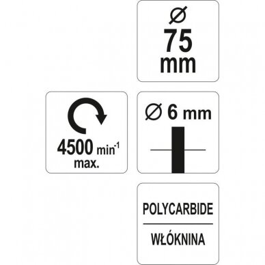Abrazyvinis šlifavimo diskas, juodas Ø75mm YATO 3 Abrazyvinis šlifavimo diskas, juodas Ø75mm YATO 3