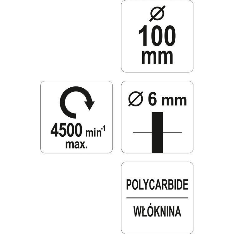 Abrazyvinis šlifavimo diskas, juodas Ø100mm YATO 3 Abrazyvinis šlifavimo diskas, juodas Ø100mm YATO 3