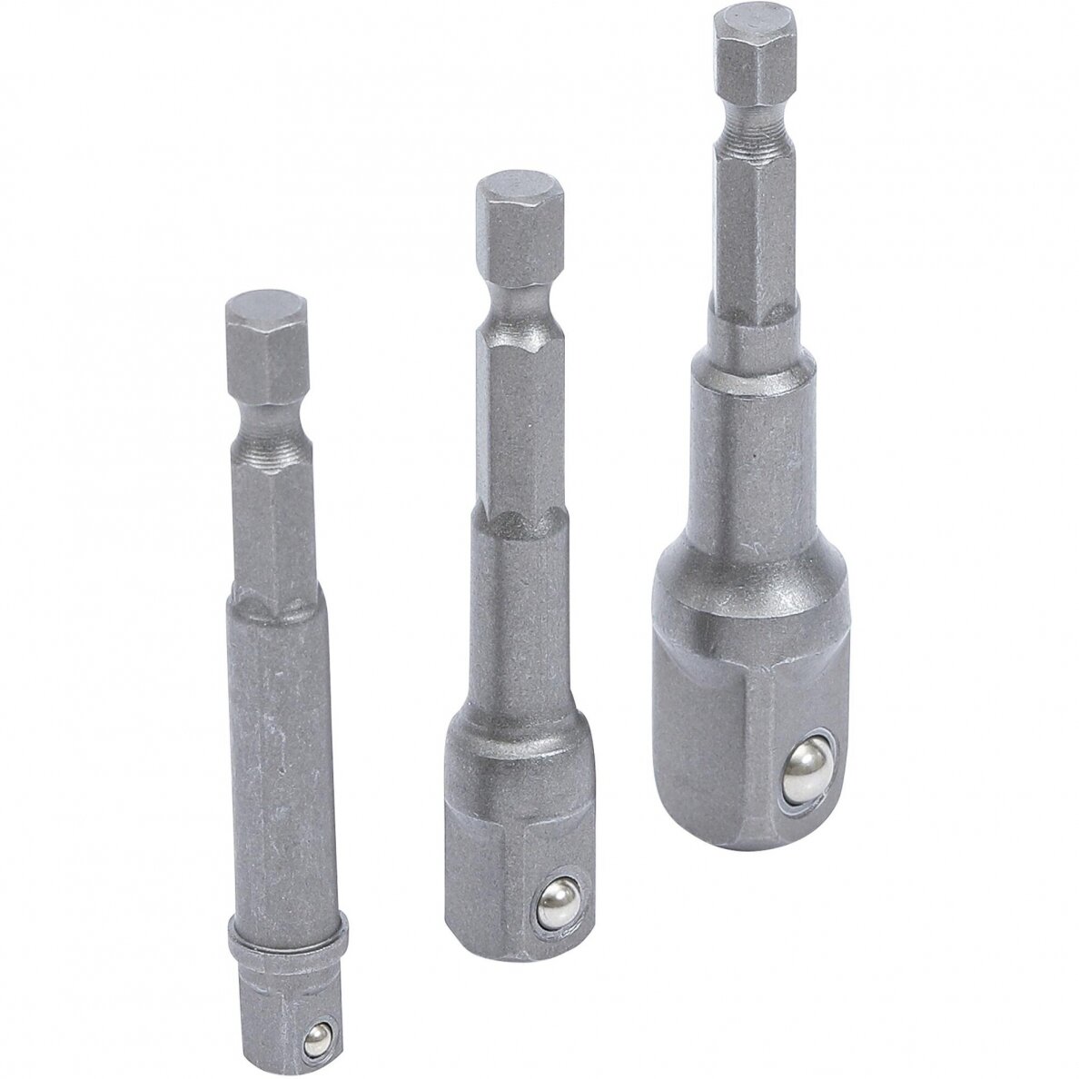 Adapterių komplektas 3vnt. galvutėms 1/4", 3/8" ir 1/2" Adapterių komplektas 3vnt. galvutėms 1/4", 3/8" ir 1/2"