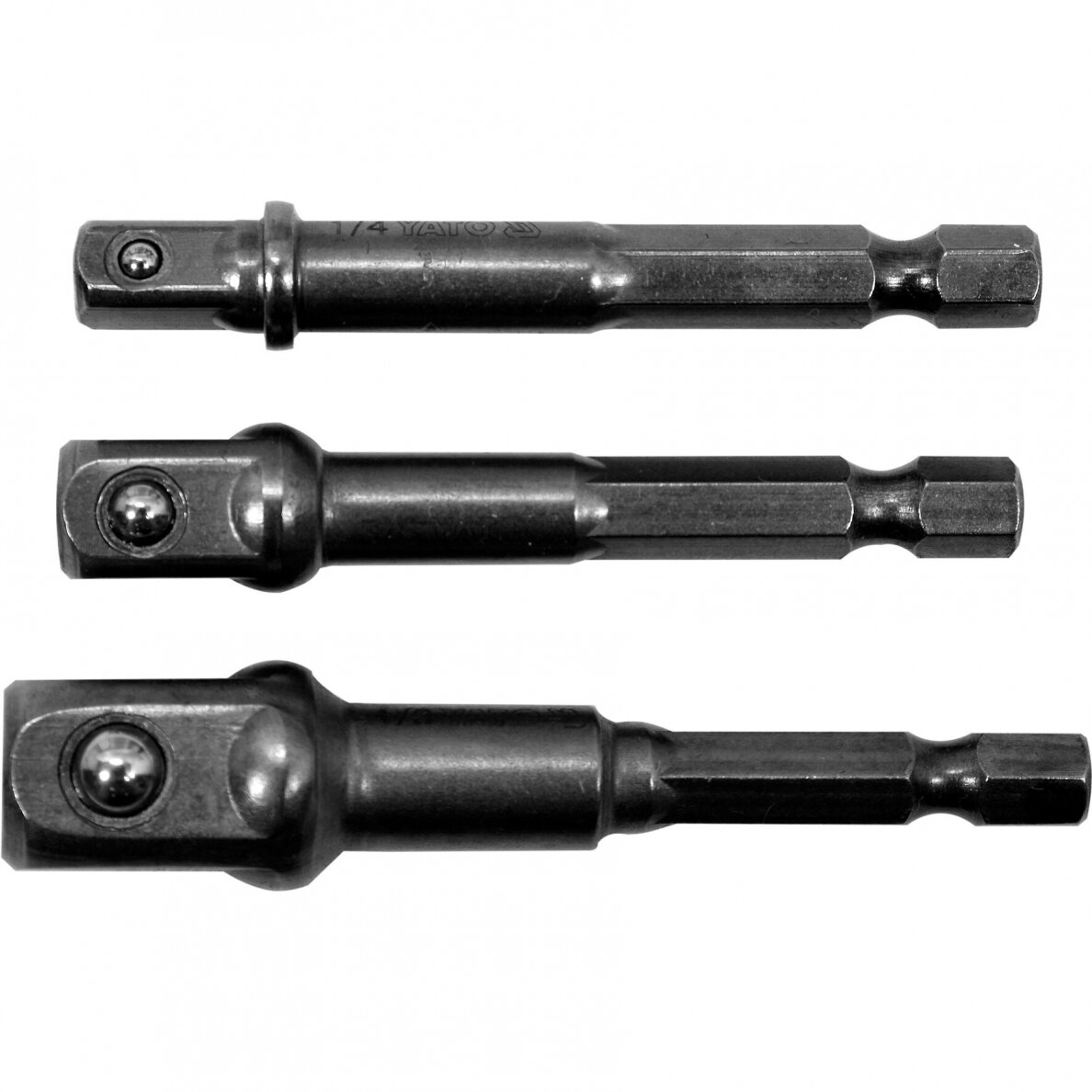 Adapterių komplektas 1/4" antgalis 1/4", 3/8", 1/2" 3vnt. YATO YT-04685 3