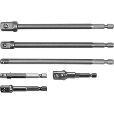 Adapterių komplektas ilgi ir trumpi iš 1/4"(6,3 mm) į galvutes 1/4" - 3/8" - 1/2" 150 mm Adapterių komplektas ilgi ir trumpi iš 1/4"(6,3 mm) į galvutes 1/4" - 3/8" - 1/2" 150 mm