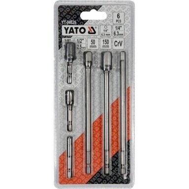 Adapterių komplektas ilgi ir trumpi iš 1/4"(6,3 mm) į galvutes 1/4" - 3/8" - 1/2" 150 mm Adapterių komplektas ilgi ir trumpi iš 1/4"(6,3 mm) į galvutes 1/4" - 3/8" - 1/2" 150 mm