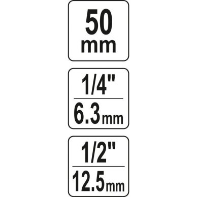 Adapteris smūginis | 12,5 mm (1/2") | 6.3 mm (1/4") (YT-04691) 4