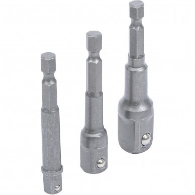 Adapterių komplektas 3vnt. galvutėms 1/4", 3/8" ir 1/2" Adapterių komplektas 3vnt. galvutėms 1/4", 3/8" ir 1/2"