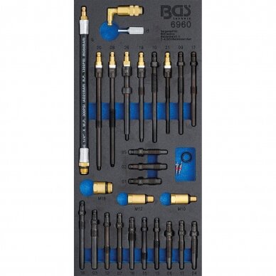 Adapterių rinkinys suspaudimo ir slėgio nuotėkio testeriams 30 vnt. BGS-technic 1 Adapterių rinkinys suspaudimo ir slėgio nuotėkio testeriams 30 vnt. BGS-technic 1