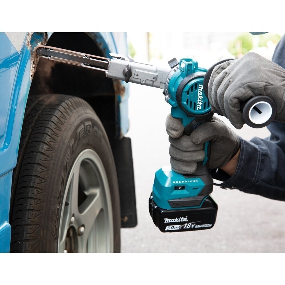 Akumuliatorinis juostinis šlifuoklis 18V Makita DBS180Z (Be akumuliatorių ir pakrovėjo) 4 Akumuliatorinis juostinis šlifuoklis 18V Makita DBS180Z (Be akumuliatorių ir pakrovėjo) 4