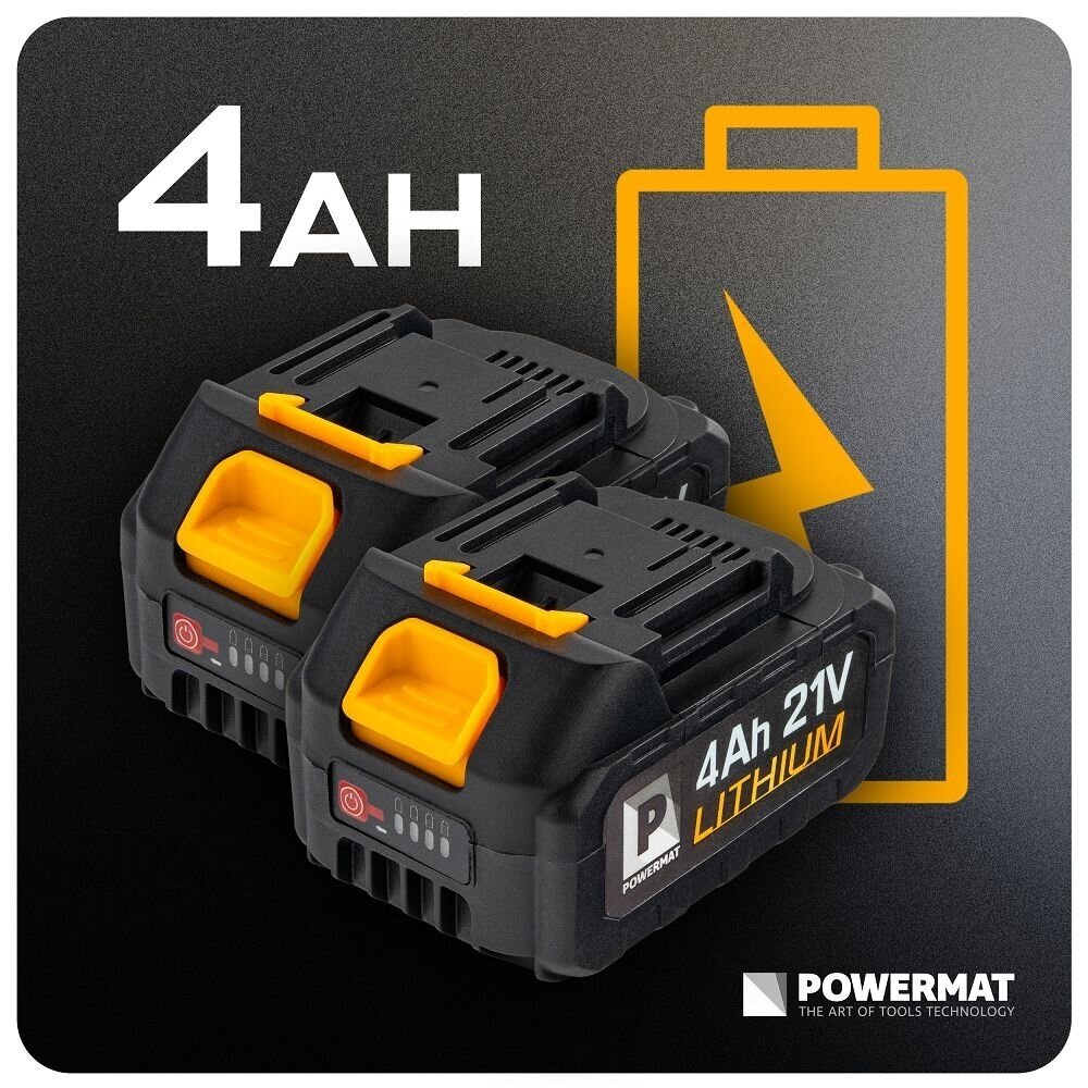 Akumuliatorinis Trimeris Žolei ir Krūmams 42V 38cm su 2x4.0Ah baterijomis Powermat 11 Akumuliatorinis Trimeris Žolei ir Krūmams 42V 38cm su 2x4.0Ah baterijomis Powermat 11