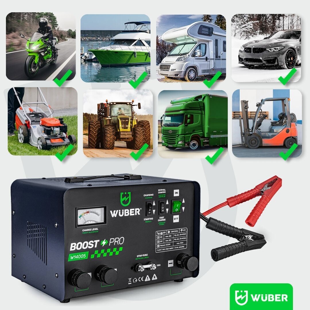 Akumuliatorių kroviklis su paleidimu (BOOST-START) 40A 12V/24V WUBER W14005 4 Akumuliatorių kroviklis su paleidimu (BOOST-START) 40A 12V/24V WUBER W14005 4