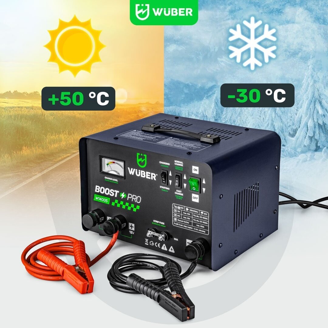 Akumuliatorių kroviklis su paleidimu (BOOST-START) 40A 12V/24V WUBER W14005 7 Akumuliatorių kroviklis su paleidimu (BOOST-START) 40A 12V/24V WUBER W14005 7