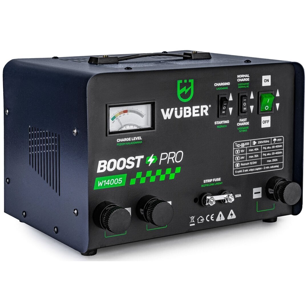 Akumuliatorių kroviklis su paleidimu (BOOST-START) 40A 12V/24V WUBER W14005 1 Akumuliatorių kroviklis su paleidimu (BOOST-START) 40A 12V/24V WUBER W14005 1