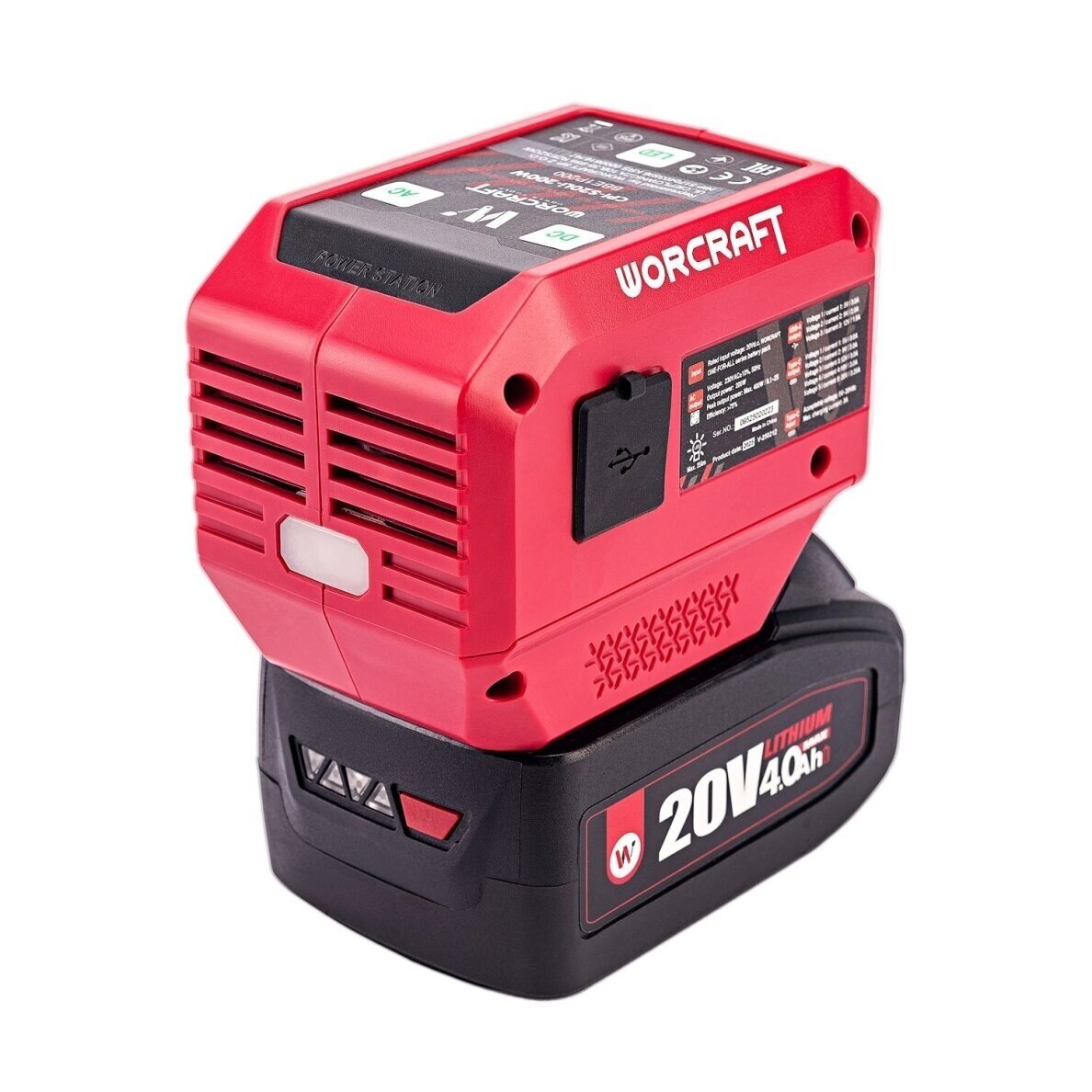 Akumuliatoriaus inverteris 220V+USB 20V LI-ION 11