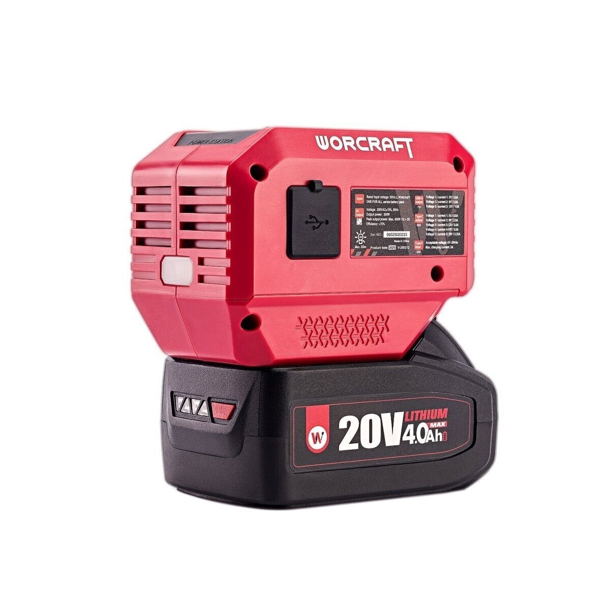 Akumuliatoriaus inverteris 220V+USB 20V LI-ION 4