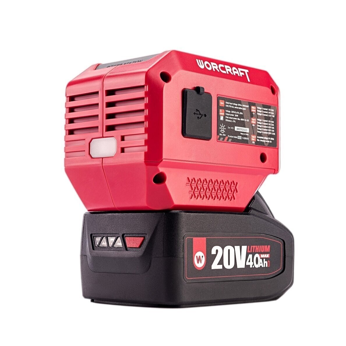 Akumuliatoriaus inverteris 220V+USB 20V LI-ION 12