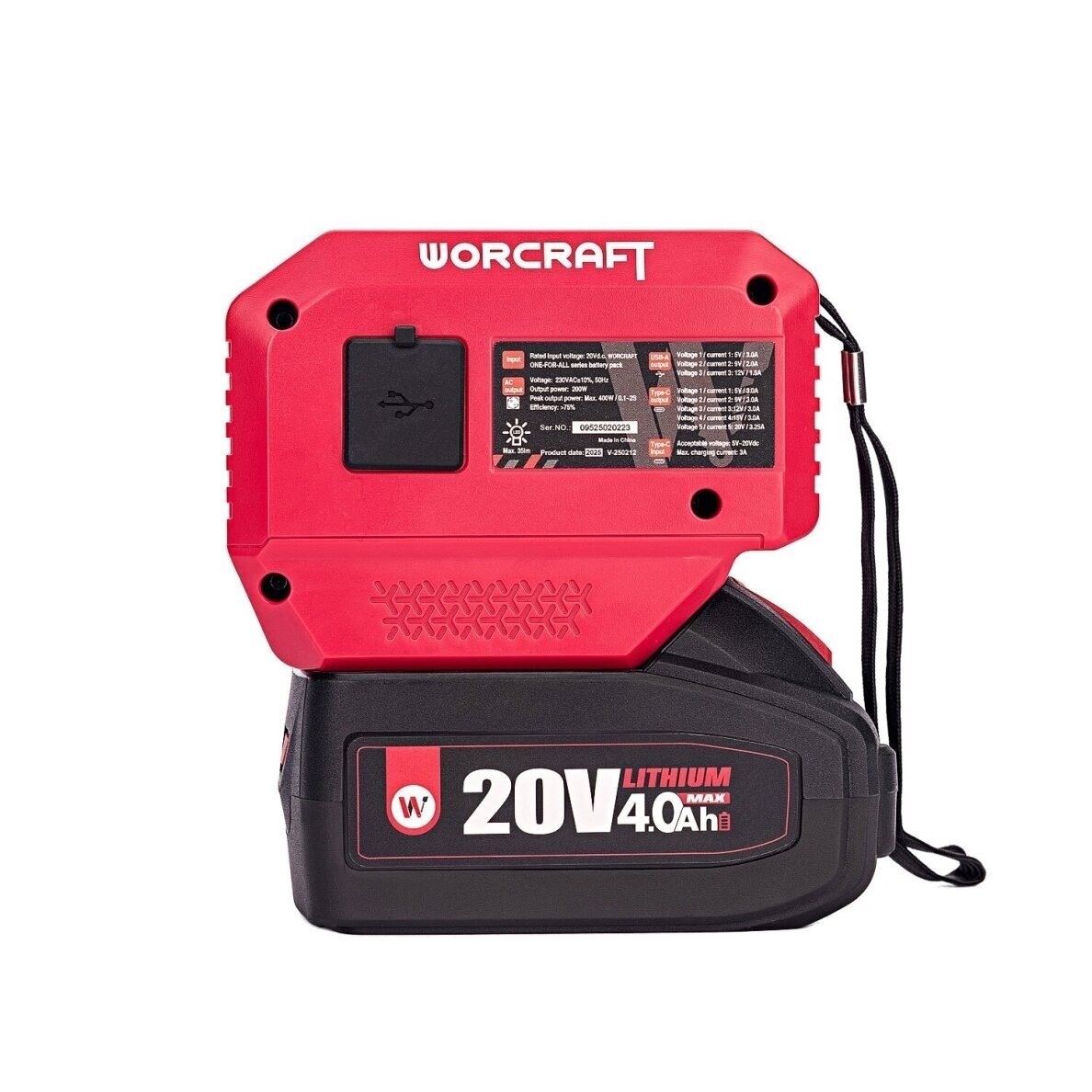 Akumuliatoriaus inverteris 220V+USB 20V LI-ION 5