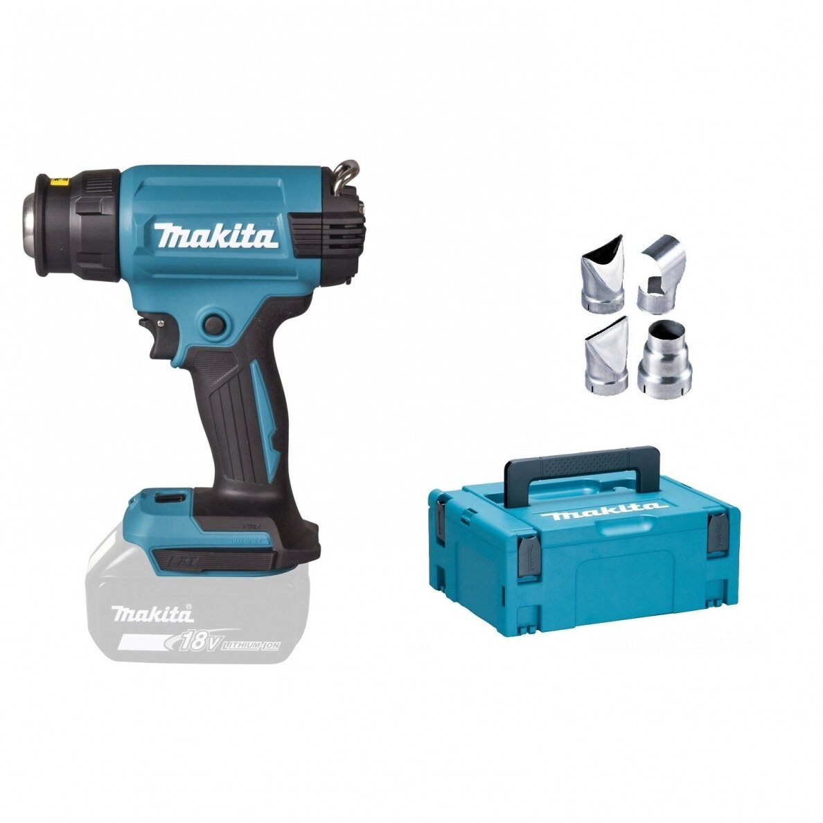 Akumuliatorinis karšto oro fenas Makita DHG181ZJ, 18V 150-550 °C Akumuliatorinis karšto oro fenas Makita DHG181ZJ, 18V 150-550 °C