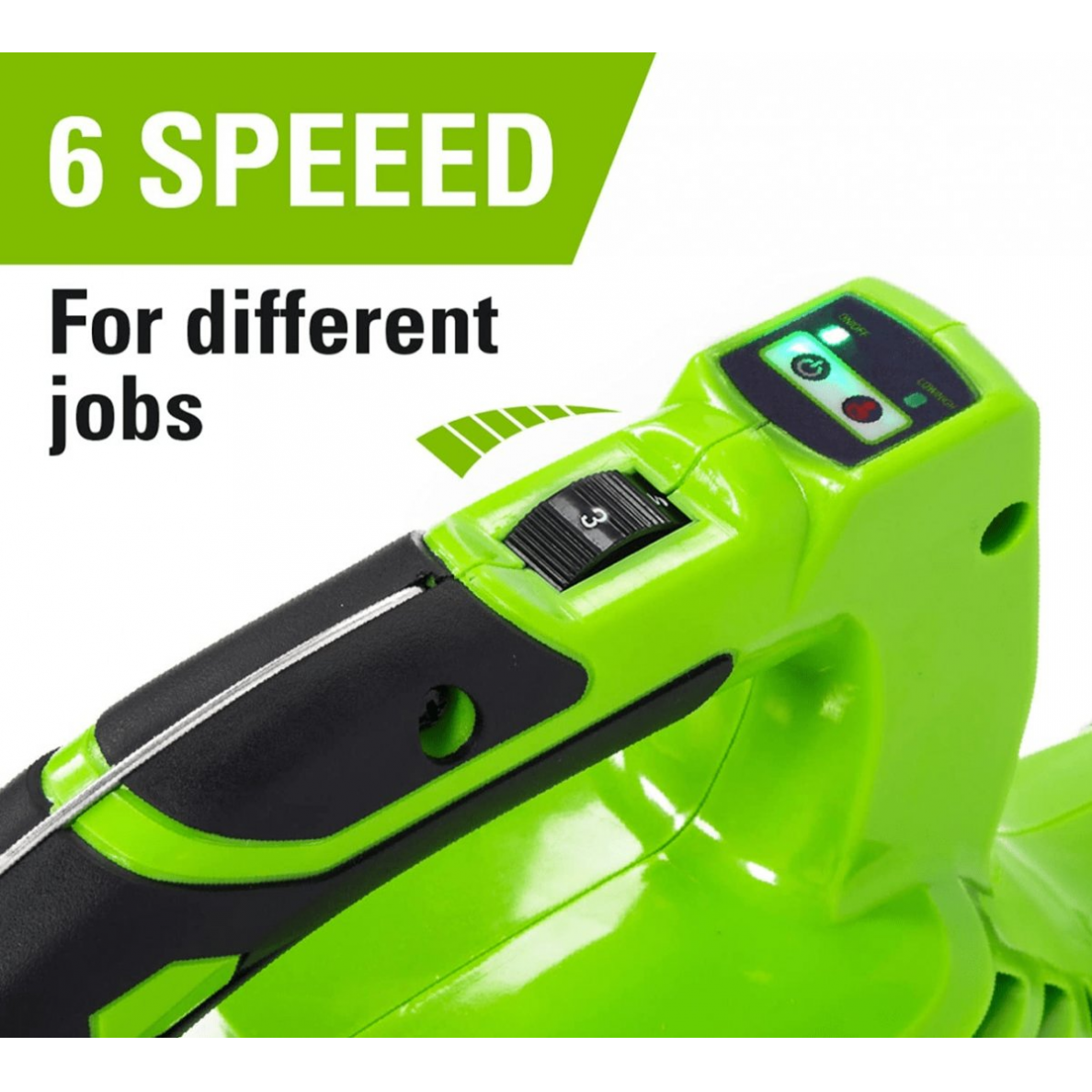 Akumuliatorinis lapų pūstuvas / siurblys Greenworks GD24X2BVK4X, 48V(2X24V), 2X4,0 Ah 4 Akumuliatorinis lapų pūstuvas / siurblys Greenworks GD24X2BVK4X, 48V(2X24V), 2X4,0 Ah 4