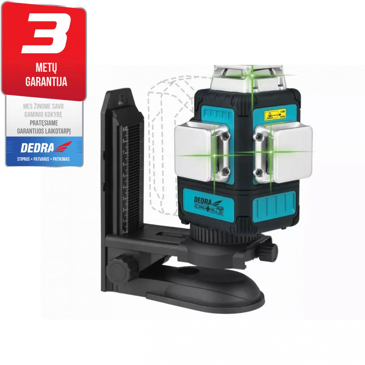 Akumuliatorinis lazerinis nivelyras 18V, žalias 3-360 3D DEDRA SAS+ALL Akumuliatorinis lazerinis nivelyras 18V, žalias 3-360 3D DEDRA SAS+ALL