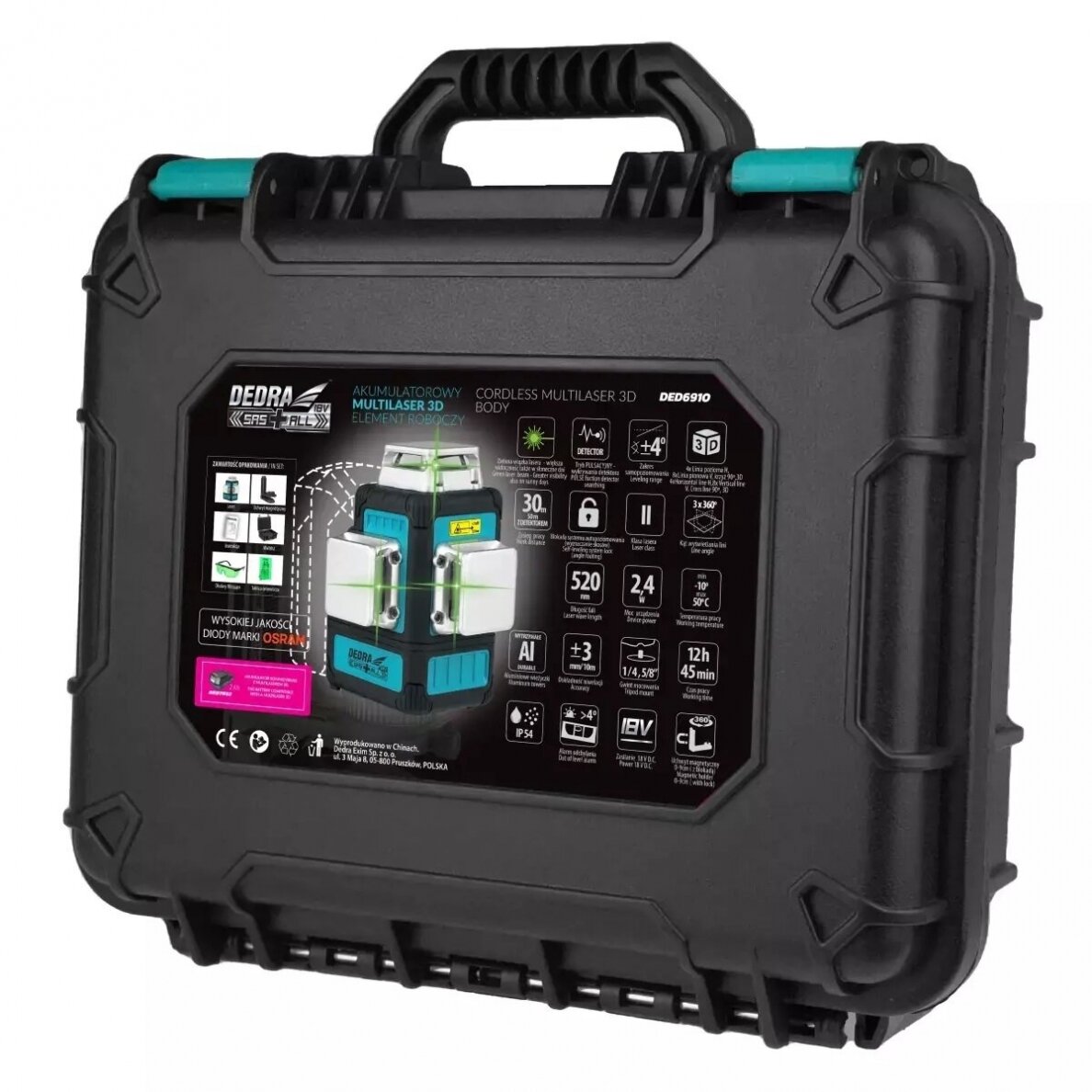 Akumuliatorinis lazerinis nivelyras 18V, žalias 3-360 3D DEDRA SAS+ALL 3 Akumuliatorinis lazerinis nivelyras 18V, žalias 3-360 3D DEDRA SAS+ALL 3