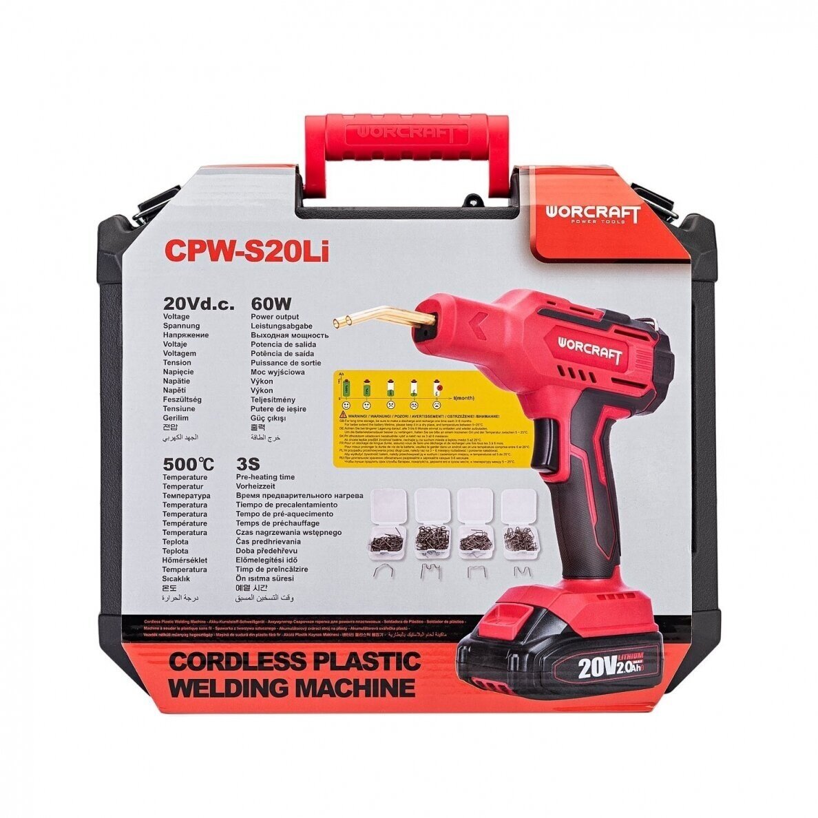 Akumuliatorinis plastiko suvirinimo aparatas plastikinėje dėžėje 20V LI-ION Worcraft CPWS20Li 24