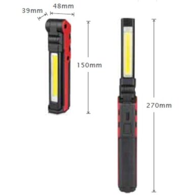 Akumuliatorinė darbo lempa 3W LED 150LM + 5W COB LED 360LM