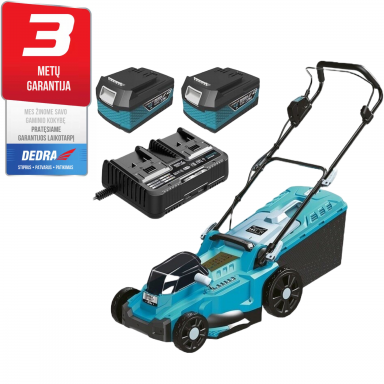 Akumuliatorinė žoliapjovė 2x18V DEDRA su akumuliatoriais ir krovikliu SAS+ALL 37cm DED7024 Akumuliatorinė žoliapjovė 2x18V DEDRA su akumuliatoriais ir krovikliu SAS+ALL 37cm DED7024