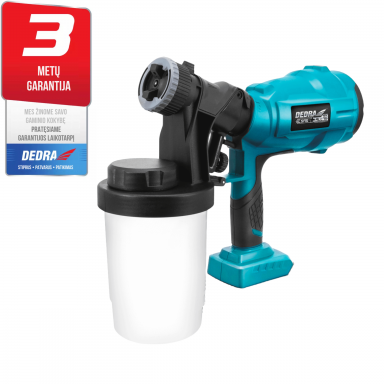 Akumuliatorinis dažymo pistoletas 18V DEDRA SAS+ALL (be akumuliatoriaus ir pakrovėjo) Akumuliatorinis dažymo pistoletas 18V DEDRA SAS+ALL (be akumuliatoriaus ir pakrovėjo)