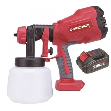 Akumuliatorinis dažymo pistoletas pulverizatorius 20V CSGS20LIA WORCRAFT Akumuliatorinis dažymo pistoletas pulverizatorius 20V CSGS20LIA WORCRAFT