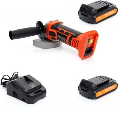 Akumuliatorinis kampinis šlifuoklis 115mm 18V 2x2,0Ah Akumuliatorinis kampinis šlifuoklis 115mm 18V 2x2,0Ah