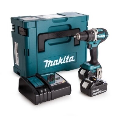 Akumuliatorinis smūginis gręžtuvas 18 V, 2x 5,0 Ah Li-ion Makita DHP484RTJ Akumuliatorinis smūginis gręžtuvas 18 V, 2x 5,0 Ah Li-ion Makita DHP484RTJ