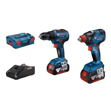 Akumuliatorinių bešepetėlinių įrankių rinkinys Bosch GDX 18V-200 + GSR 18V-55, 2x2.0Ah Akumuliatorinių bešepetėlinių įrankių rinkinys Bosch GDX 18V-200 + GSR 18V-55, 2x2.0Ah