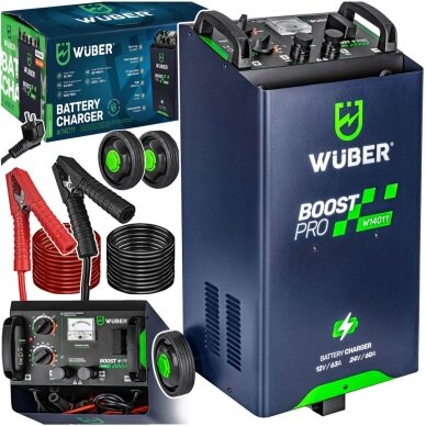 Akumuliatoriaus įkroviklis 63A su paleidimo funkcija START 700A, 12/24V WUBER Akumuliatoriaus įkroviklis 63A su paleidimo funkcija START 700A, 12/24V WUBER