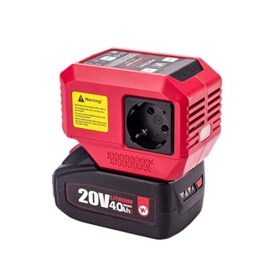 Akumuliatoriaus inverteris 220V+USB 20V LI-ION 3