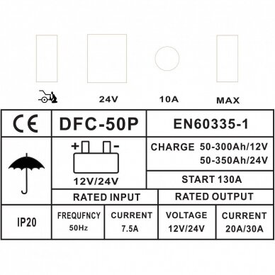 Akumuliatoriaus pakrovėjas su paleidimu (BOOST-START) 12/24V 130A 350AH 1 Akumuliatoriaus pakrovėjas su paleidimu (BOOST-START) 12/24V 130A 350AH 1