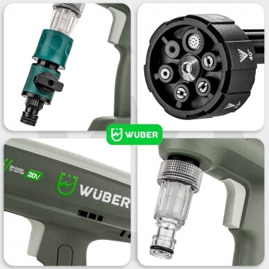 Akumuliatorinė aukšto slėgio plovykla 20V, 2 x 2,0Ah WUBER W04321 7 Akumuliatorinė aukšto slėgio plovykla 20V, 2 x 2,0Ah WUBER W04321 7