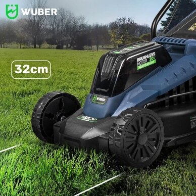 Akumuliatorinė vejapjovė 32cm 6.0Ah 20V bešepetėlinė Wuber W04801 20V 10 Akumuliatorinė vejapjovė 32cm 6.0Ah 20V bešepetėlinė Wuber W04801 20V 10