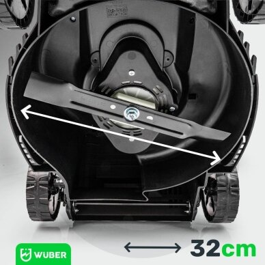 Akumuliatorinė vejapjovė 32cm 6.0Ah 20V bešepetėlinė Wuber W04801 20V 6 Akumuliatorinė vejapjovė 32cm 6.0Ah 20V bešepetėlinė Wuber W04801 20V 6
