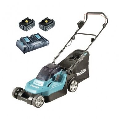 Akumuliatorinė vejapjovė Makita DLM432PT2 430mm 5,0Ah 36V 2x18V, dvigubas kroviklis 1 Akumuliatorinė vejapjovė Makita DLM432PT2 430mm 5,0Ah 36V 2x18V, dvigubas kroviklis 1