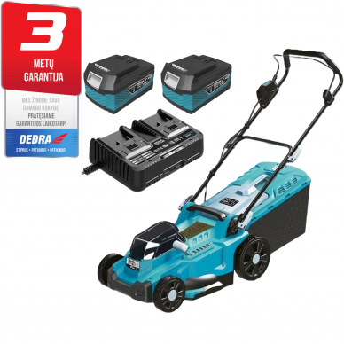 Akumuliatorinė žoliapjovė 2x18V DEDRA SAS+ALL 43cm su akumuliatoriais ir krovikliu Akumuliatorinė žoliapjovė 2x18V DEDRA SAS+ALL 43cm su akumuliatoriais ir krovikliu