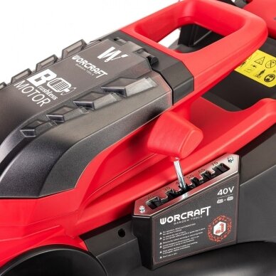 Akumuliatorinė žoliapjovė Worcraft CLMS40LiBL – 40V, 430 mm, bešepetėlis variklis 5 Akumuliatorinė žoliapjovė Worcraft CLMS40LiBL – 40V, 430 mm, bešepetėlis variklis 5